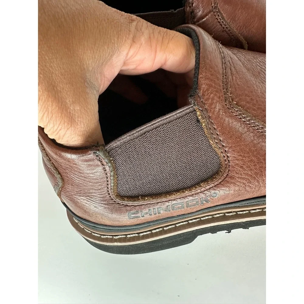 Chinook Mens Brown Leather Slip On Chelsea Boots Size 11 Ultra Grip Work Outdoor